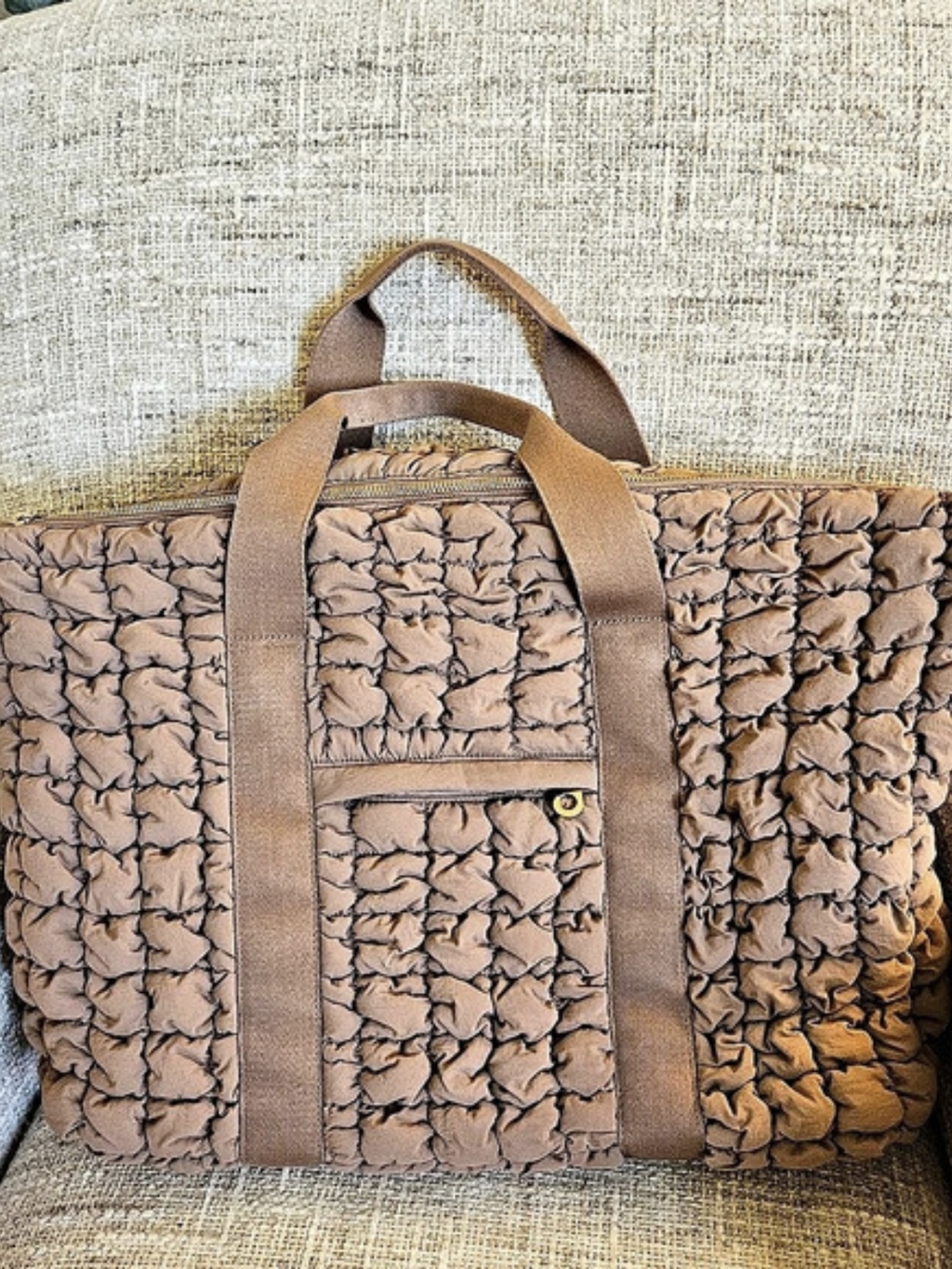Universal Thread Ruched Quilted Tote in Brown NWOT